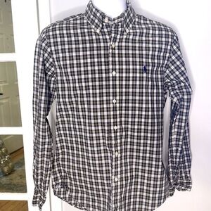 Ralph Lauren Green, Navy, Yellow and White Plaid Button Down Shirt